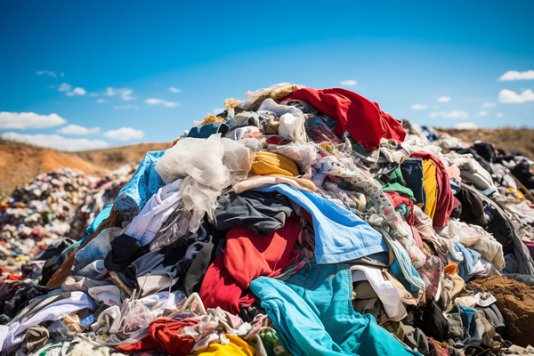 Mountains of clothing waste